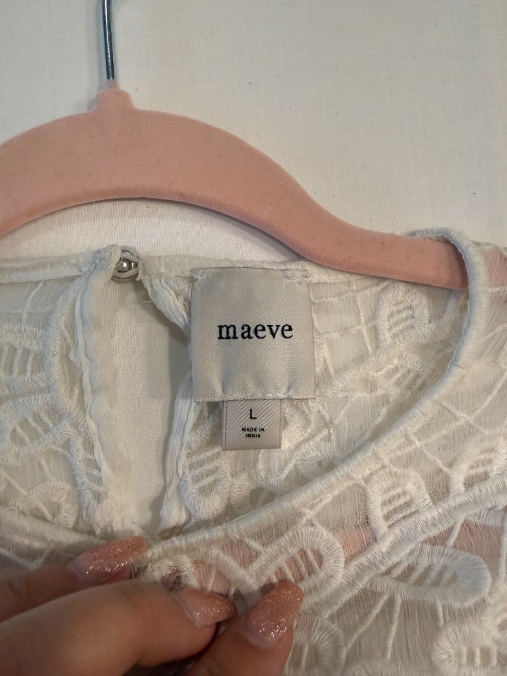 By Anthropologie Maeve Sheer Eyelet Long Sleeve Top Large NWOT - Picture 4 of 7